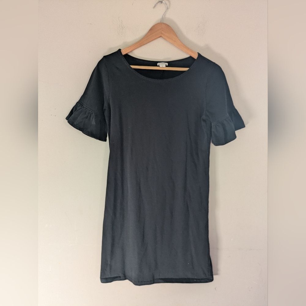 J. Crew Black Ruffle Shirt Dress Size XS